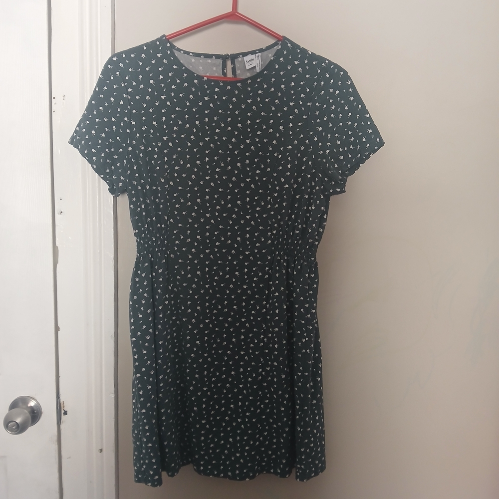 Twik By Par Simons Dark Green Mini Dress with White Floral Print